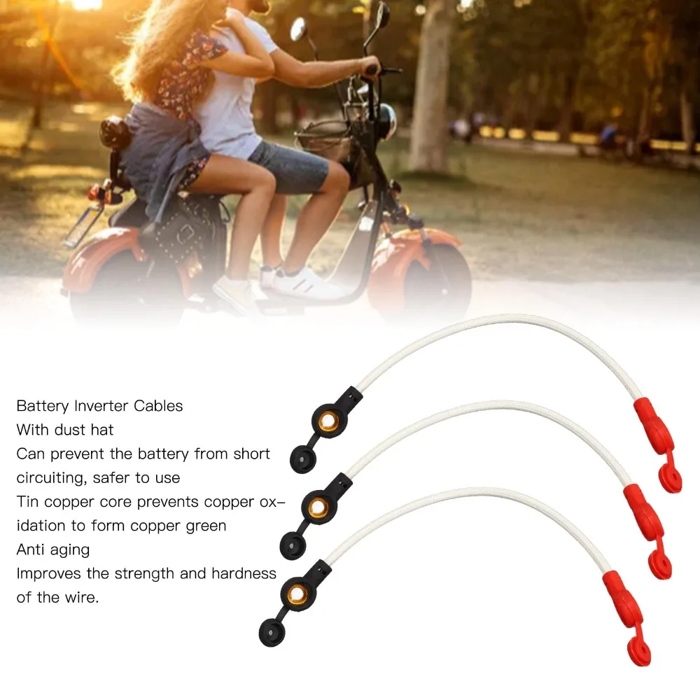 8PCS Fireproofing Battery Inverter Cables with Dust Hat Copper Wire Battery Power Cable High‑temperature Tolerant