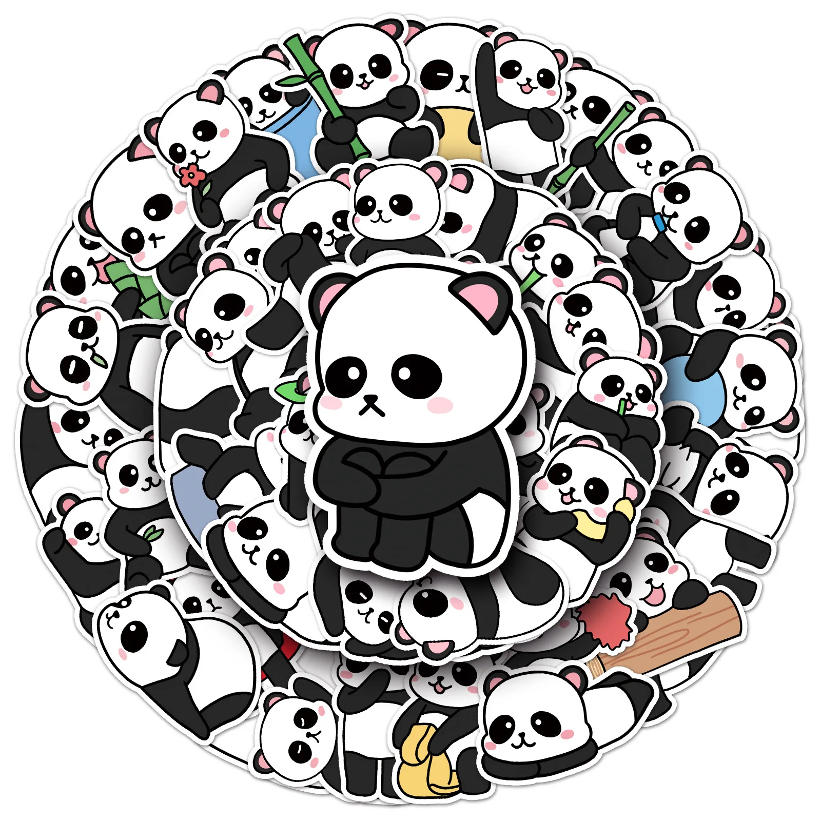 50PCS Cute Panda Graffiti Stickers Hand-Drawn Animals Decal DIY Luggage Phone Guitar Scrapbook Waterproof Sticker Kid Toys