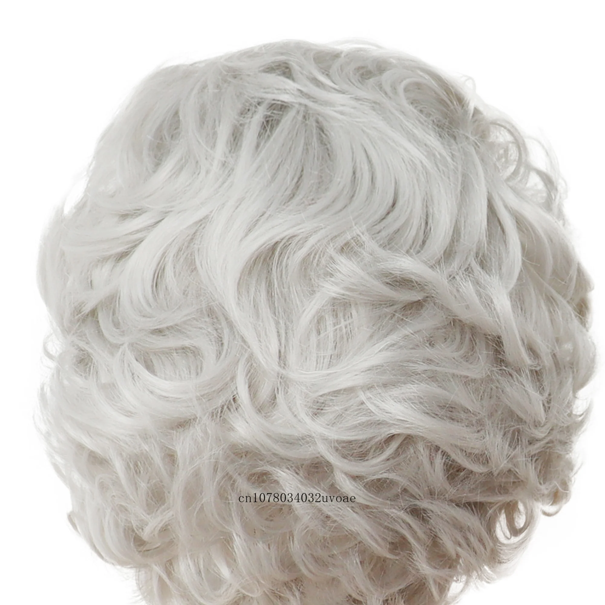 Short Curly Wig for Women Synthetic Light Grey Wig with Bangs Natural Fluffy Haircut Daily Ladies Cosplay Costume Elderly Wigs