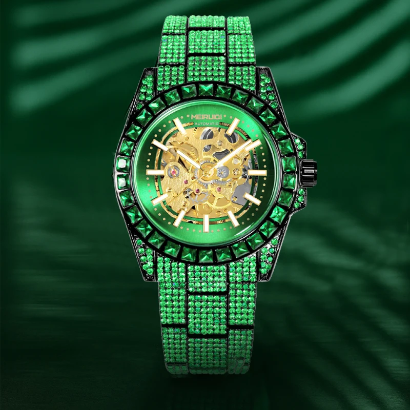 A men's green, cool, gorgeous gift giving mechanical watch