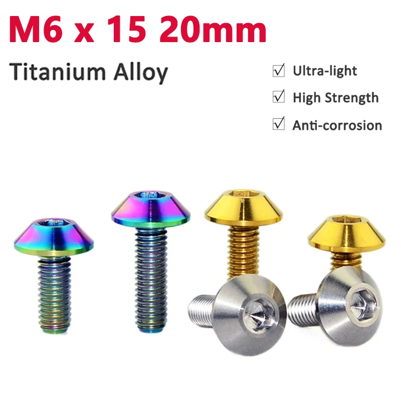 

1PCS Titanium Ti Bolt M6x15mm M6x20mm Hex Hexagon Socket Umbrella Button Head Screw Motorcycle Shell Decorative Screw