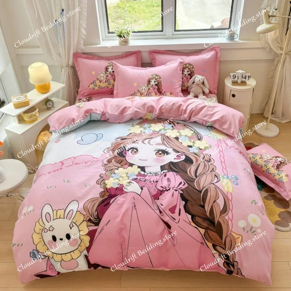 

The beautiful girl Motif ,Microfibre Bedding Sets, Children's Bed Decor Duvet Cover for Teenagers adult puppy Bed Linen