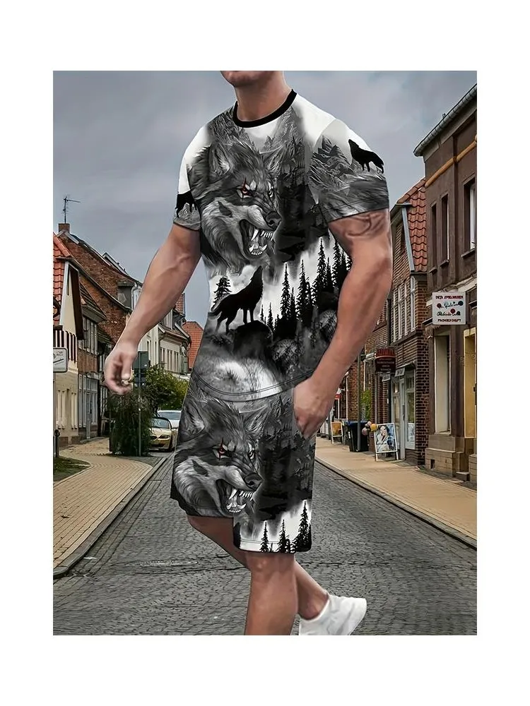 

2025 Men's 3D Printed Sportswear, Oversized Loose T-shirts, Refreshing And Breathable Suits, Summer Casual Suits