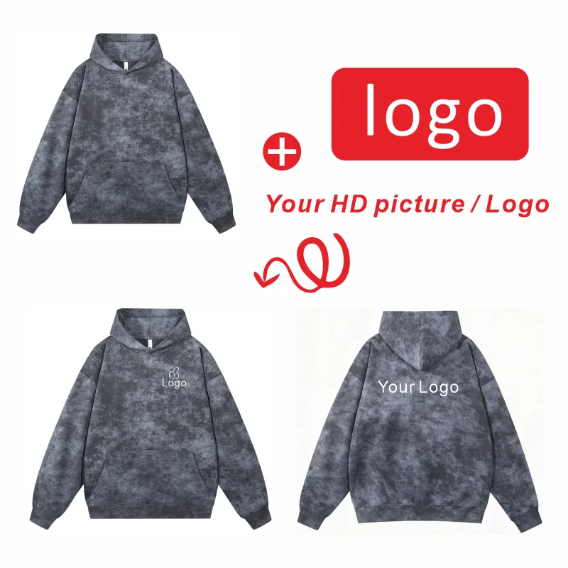 سويت شيرت بغطاء للرأس مطبوع عليه شمع كلاسيكي ومتعدد الاستخدامات، تطريز بطباعة شعار تخصيص عصري #2