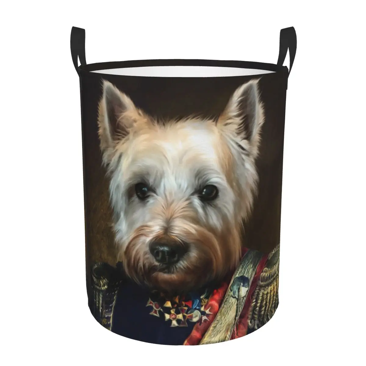 West Highland Dog Portrait Meatball Laundry Basket Collapsible Pet Animal Regal Clothing Hamper Toys Organizer Storage Bins