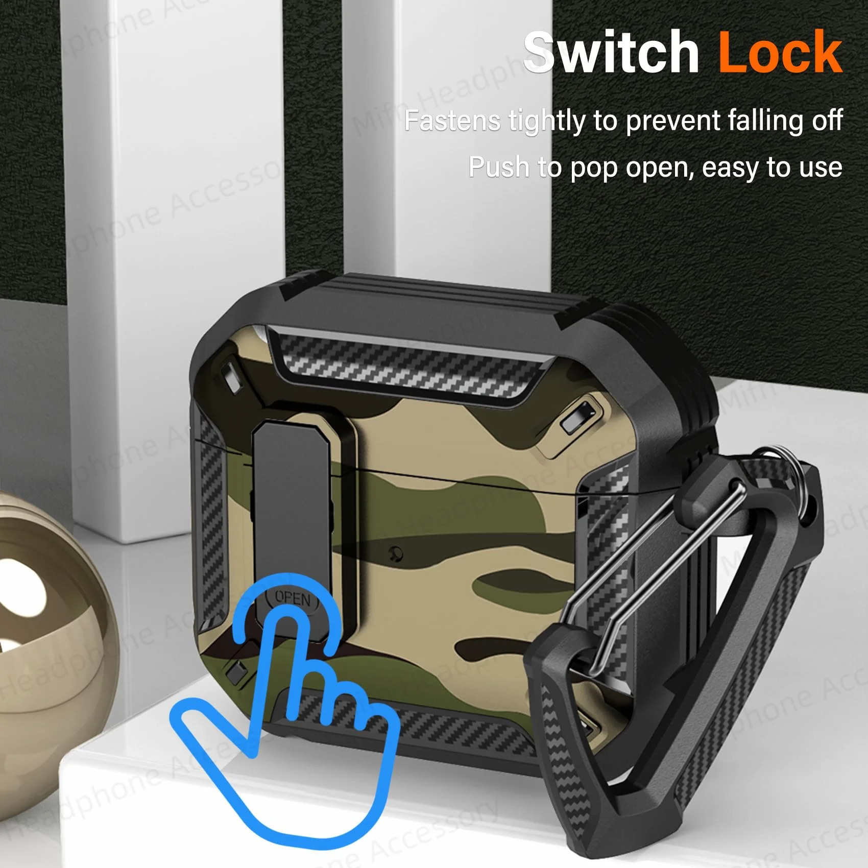 AirPod 4 switch case with Keychain 2024 New Military Hard Shell Protective Armor Camo Case for AirPods 4th Generation Case Man