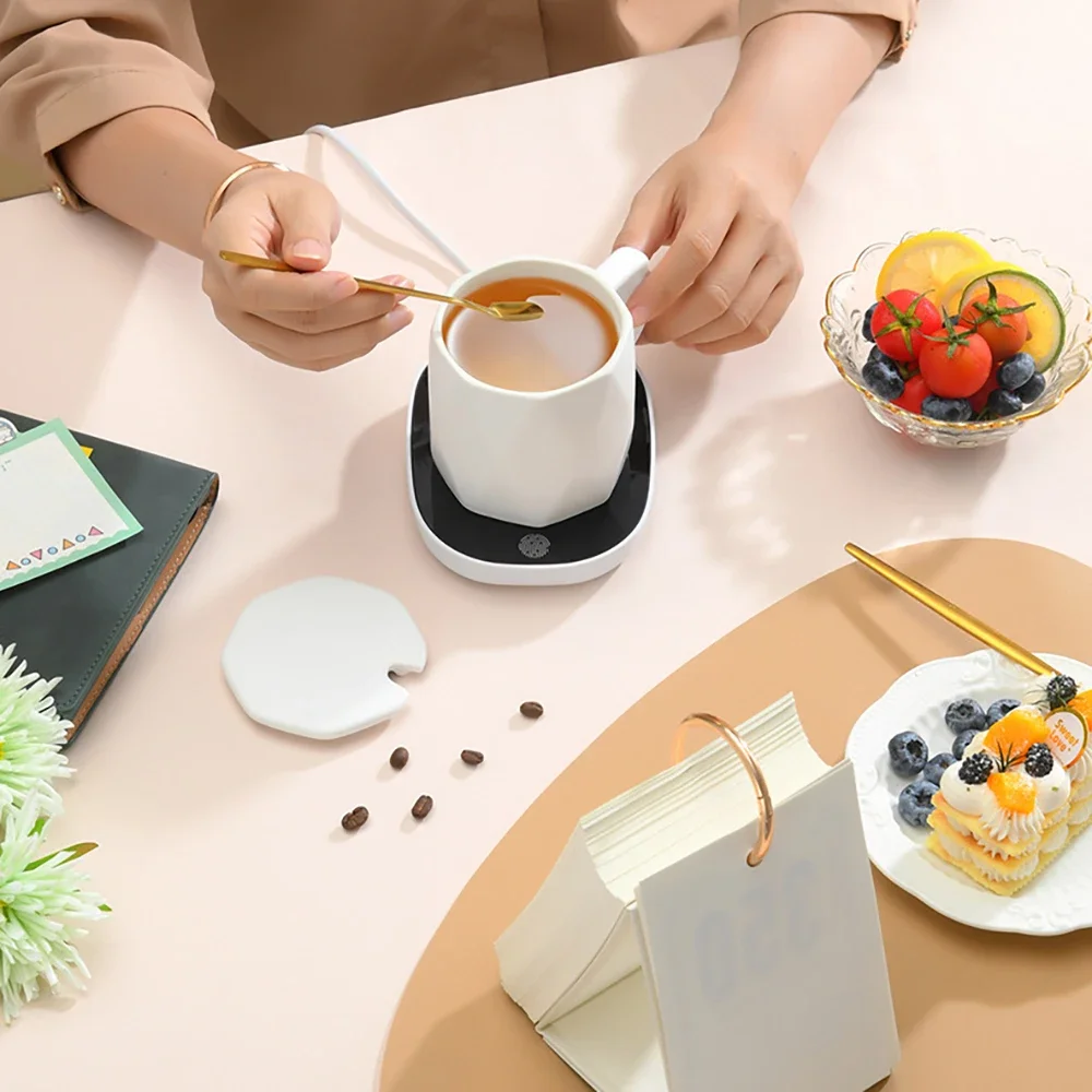 55 ° C Almohadilla calentadora de tazas de café, posavasos, calefacción de temperatura constante, juego de posavasos eléctrico USB, agua de té de la leche, regalos de oficina en casa