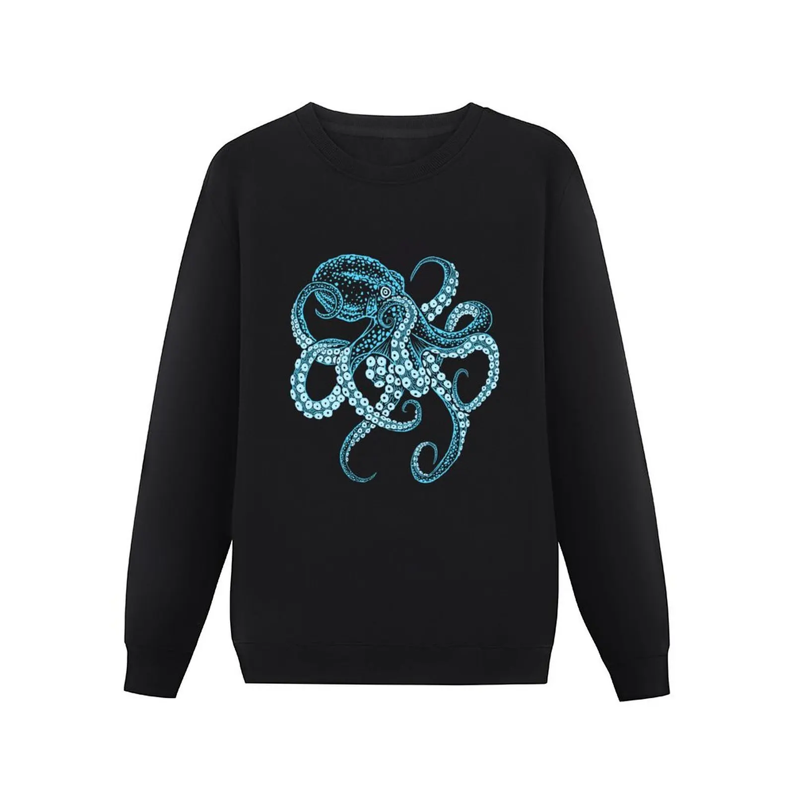 Deep-sea blue kraken octopus in combat stance Pullover Hoodie korean clothes mens designer clothes men clothing men's sweatshirt