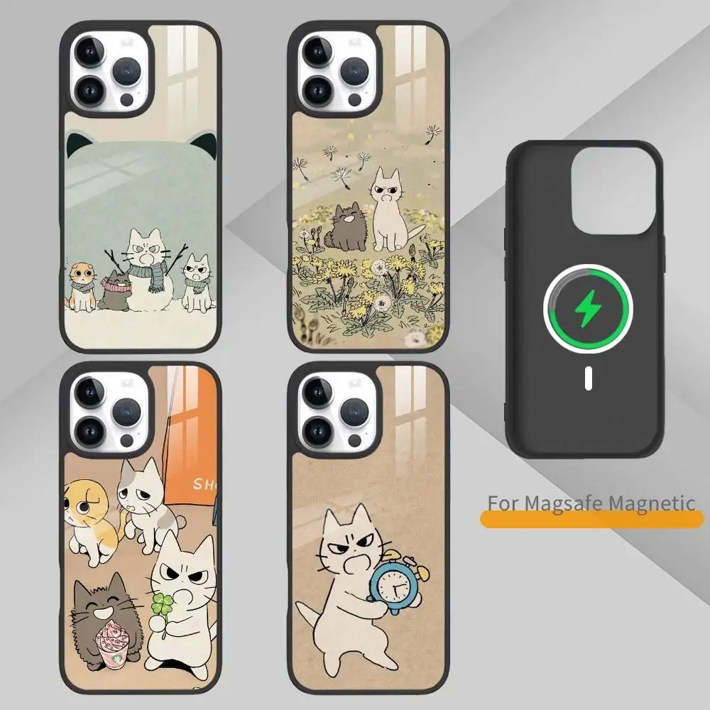 

Funny Cat Band Animal Phone Case For iPhone17,16,15,14,13 Plus,Pro Max Magnetic For Magsafe Wireless Charging
