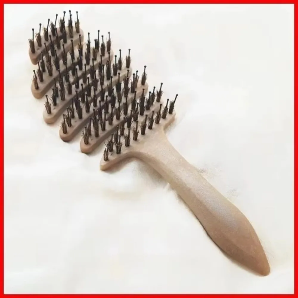 Hollow Boar Bristle Hair Comb Rose Comb Fluffy Hair Care Scalp Massage Brush Voluminous Roots Style Curly Hairbrush