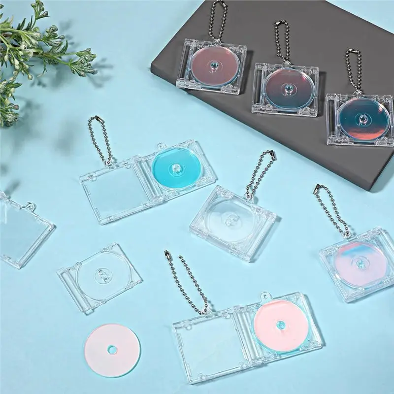 B03B-Mini CD Keychain Album Cases 40 Pcs For DIY Backpack Decorations And Gifts Keychains Can Hold Music Cds