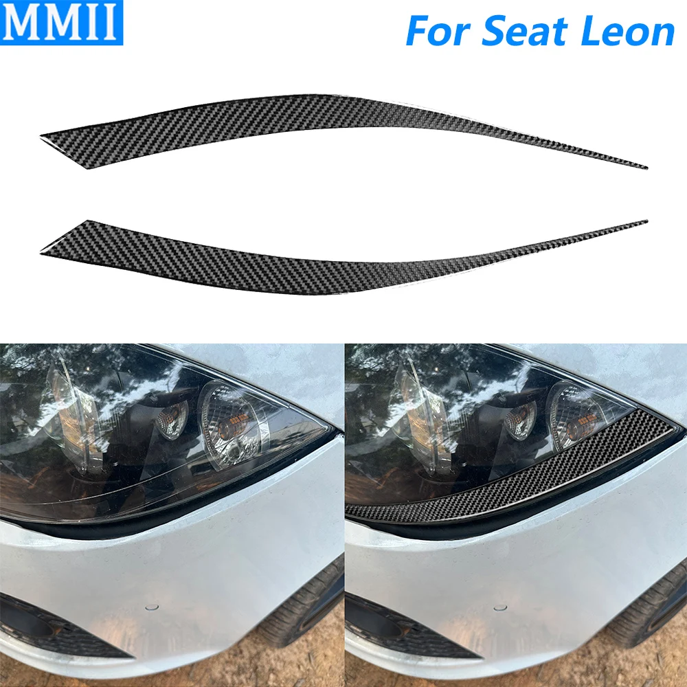 

For Seat Leon 2005-2012 Carbon Fiber Front Headlight Eyebrow Panel Trim Cover Car Accessories Modification Decoration Sticker
