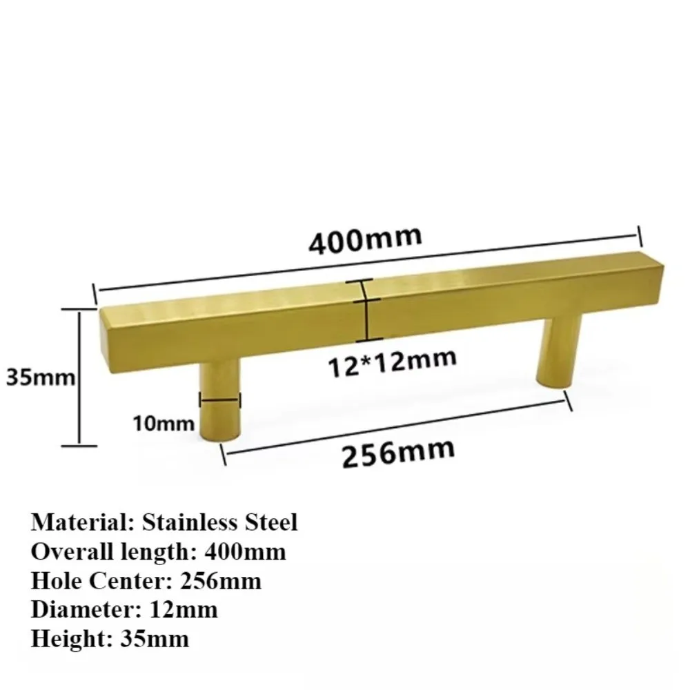 Modern Gold Cabinet Pulls Square Shape Minimalist Cabinet Handles Stainless Steel Door Knobs for Kitchen Bedroom Bathroom