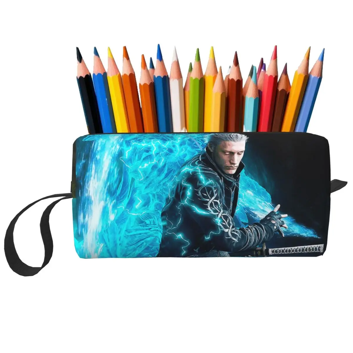 

Vergil From The Devil May Cry Series Пенал для студентов Школьная коробка для ручек Сумка-карандаш Дорожная женская косметичка-органайзер Чехол