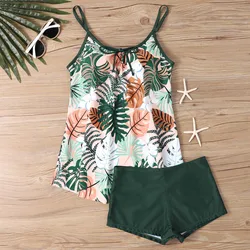 2024 Women's Fashion Monokini Swimwear Two Piece Beach Swimwear Print Tankinis Summer Beach Wear Swimming New Tankinis Set