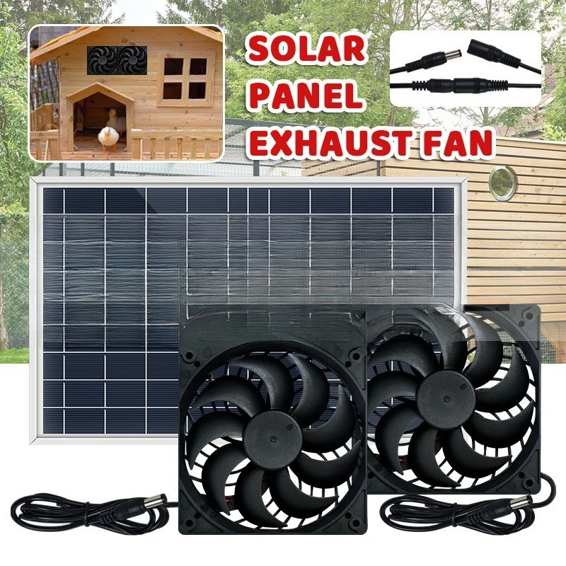 Energy Saving 10W 18V Solar Fan for Pet Kennel Cooling - Auto Exhaust Ventilation Cat/Dog House & Poultry Shed EESBAO