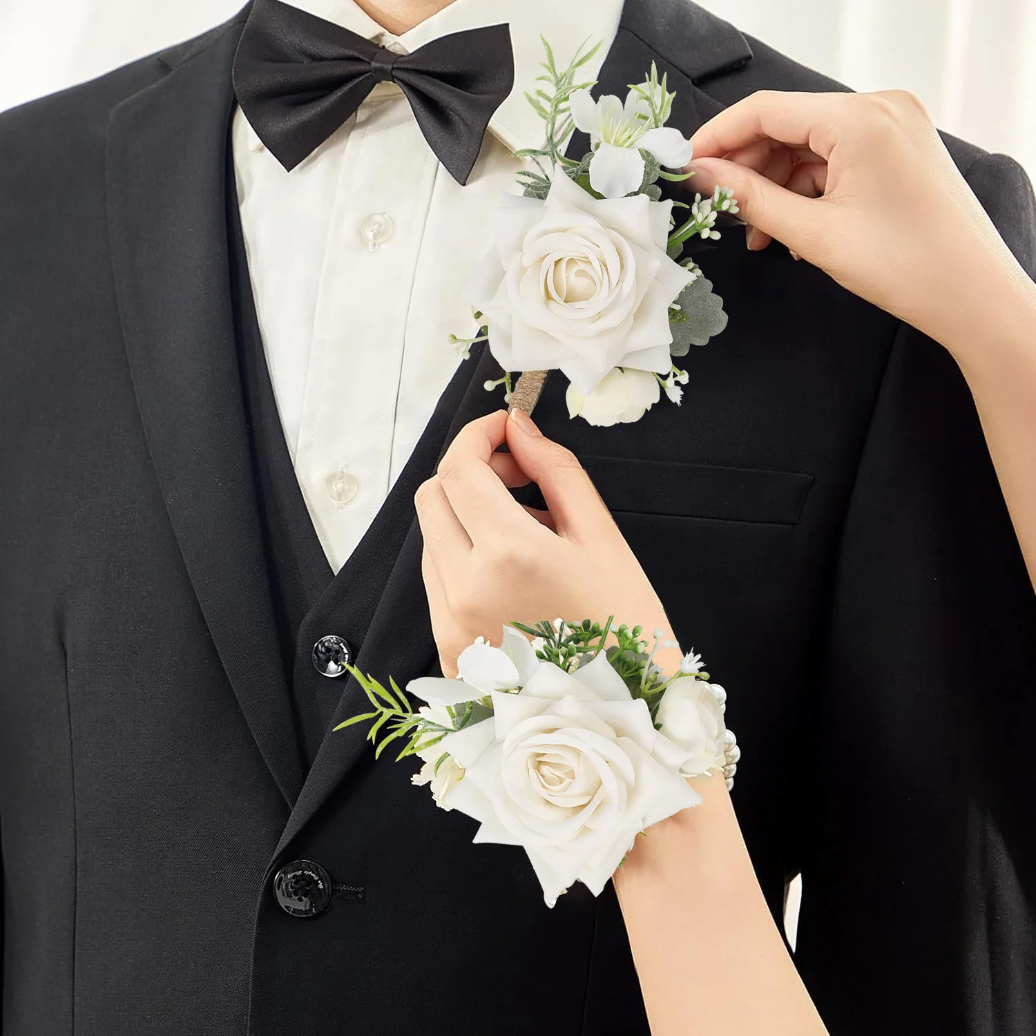 Boutonnieres flores rosas artificiais corsage pulso dama de honra pulseira noivo otálio baile de formatura casamento aniversário festa decoração