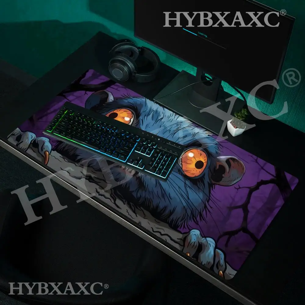 HYBXAXC Peeking Rat with Claws Mouse Pad, Crazy Orange Eyes , Funny Gripping Rodent, Intense Goblincore Art, XL Weird Gamer Gift