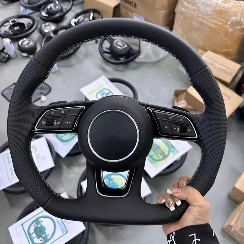 For  RS3 RS4 RS5 A3 A4 B9 A5 S3 S4 S5 Semi Perforated Leather Steering Wheel With Button Frame Buttons Paddles 2017-2021custom