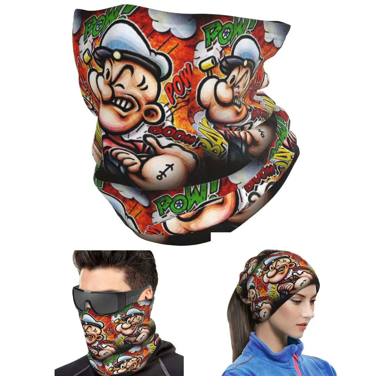 Popeye The Sailor Man Bandana Neck Gaiter Printed Mask Scarf Multi-use Face Mask For Men Women Adult Washable