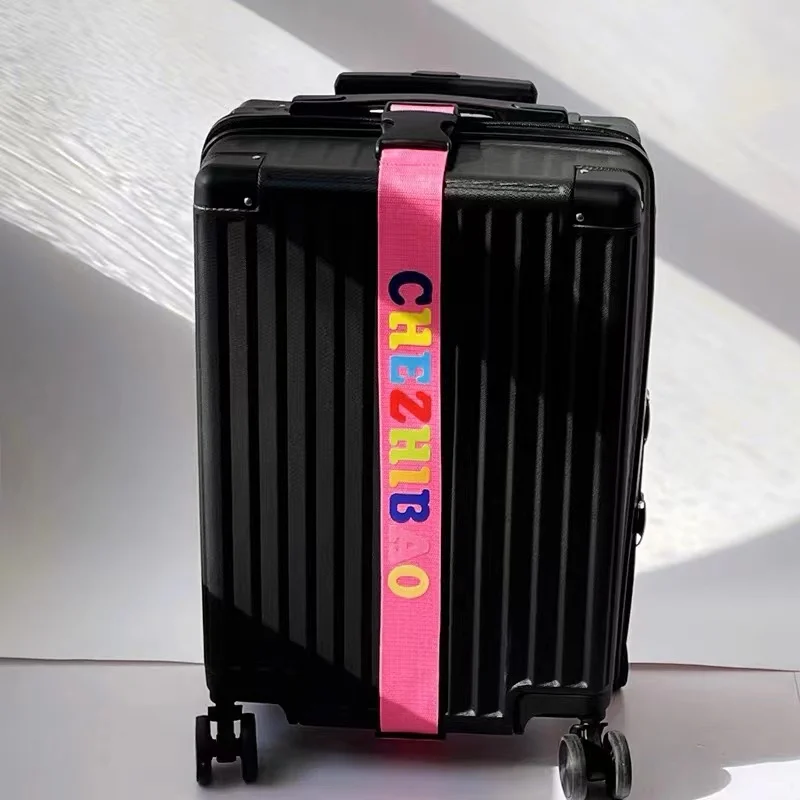 Customized Luggage Strap Custom Printing Your Text Logo Name Tag Travel  Suitcase Secure Lock Durable Nylon Packing Strap Belt