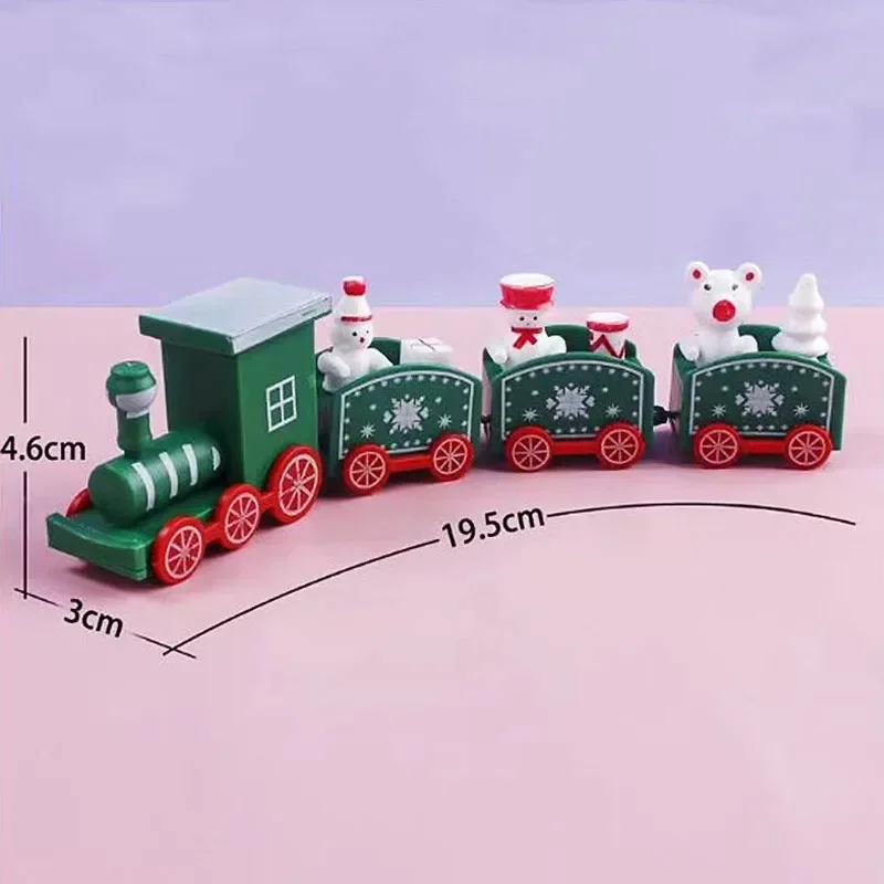 Plastic Christmas Train Decorations for Home Xmas Gifts Ornament New Year Toy for Children