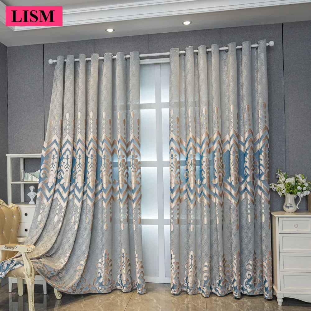 European Hollow Blackout Curtain for Living Room Bedroom Velvet Jacquard House Blackout Window Middle Eastern Decor Custom Cloth