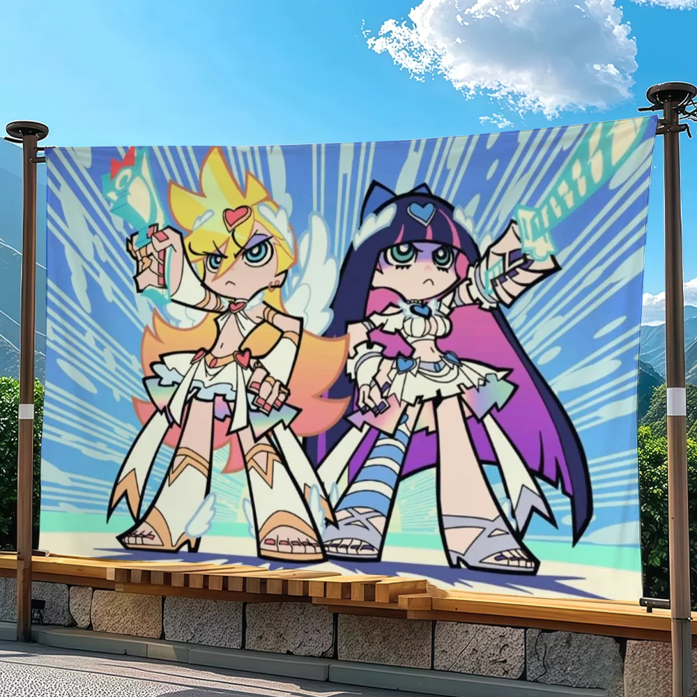 Anime P-Panty Stocking With Garterbelt Flag Tapestry Outdoor Party Bedroom Living Room Dormitory Decorative Themed Wall Hanging