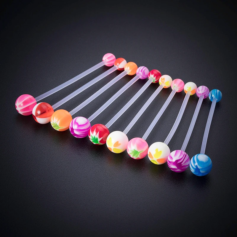 10PCS Pregnancy Sport Maternity Flexible Bioplast Belly Navel Button Ring Retainer Industrial Piercing Earrings Random Color 14G