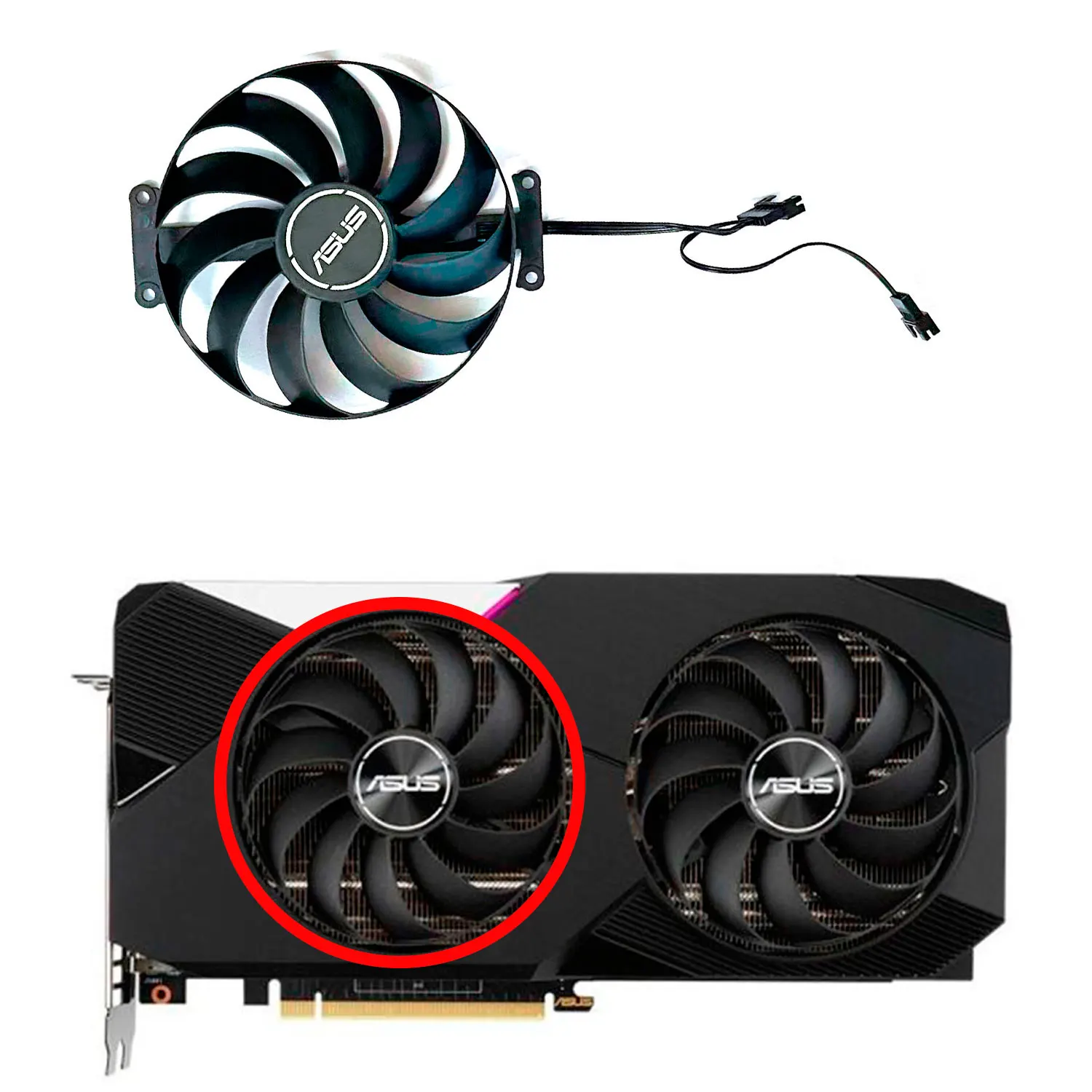 ASUS RTX 3070 3060 Ti 듀얼 OC 선풍기 GPU 선풍기, C1010U12S 95mm, 7 핀, DC 12V, 0.45A, 2 팬, 신제품