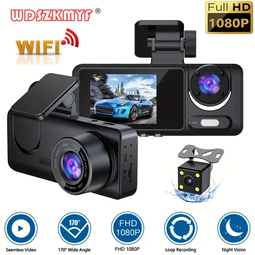 차량용 대시 캠 와이파이 비디오 녹음기 3 카메라, 차량용 DVR 후면보기 카메라, 차량용 블랙박스, 나이트 비전, 자동차 액세서리, 1080P 