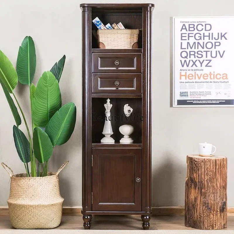 

yj5 American rural solid wood old living room custom set of vertical cabinets decorative high cabinets