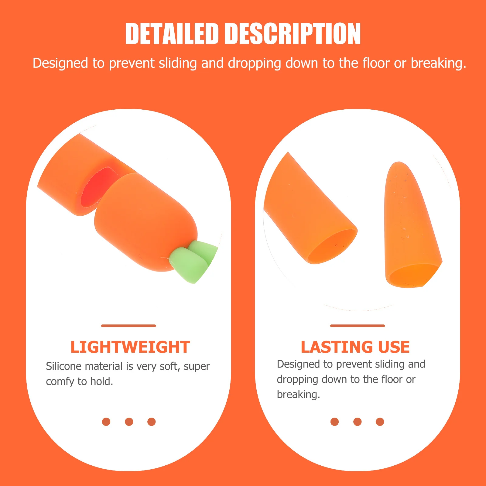 

Carrot Shaped Silicone Stylus Grip Holder Orange Ergonomic Design Anti Slip Texture for Pencil 1 Lightweight Portable
