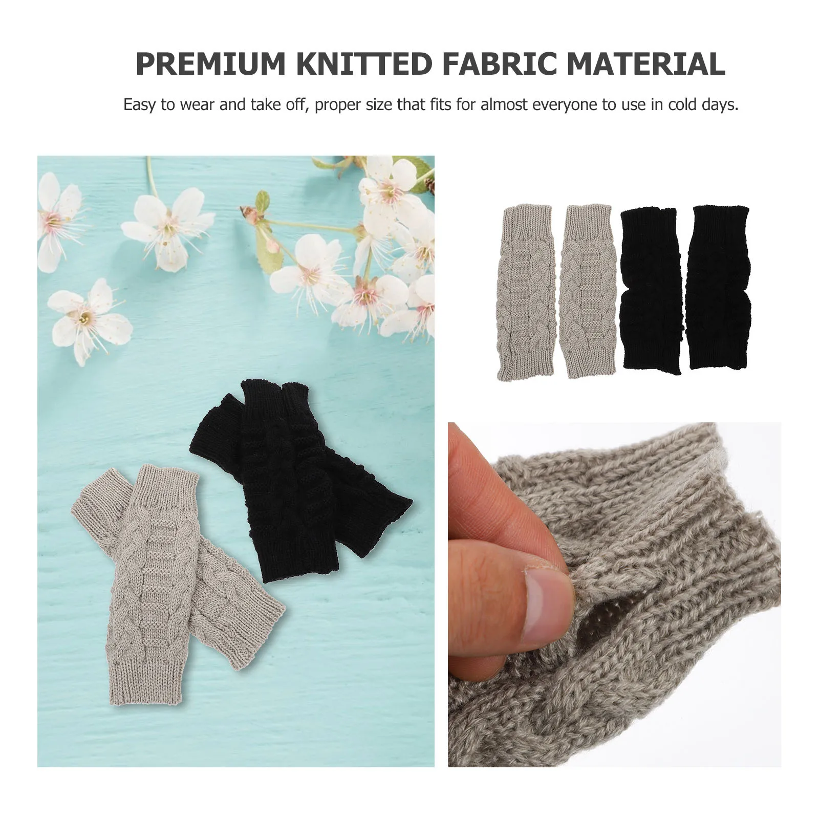2Pairs Chic Winter Knitted Gloves Easy to Wear Take Off Proper Size Female Friends Clothing Wardrobe Gift Thermal Mitts