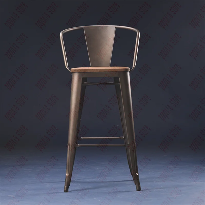 Sillas de Bar de hierro forjado americano para taburetes, muebles de mesa alta de cocina, respaldo de cafetería Industrial CN