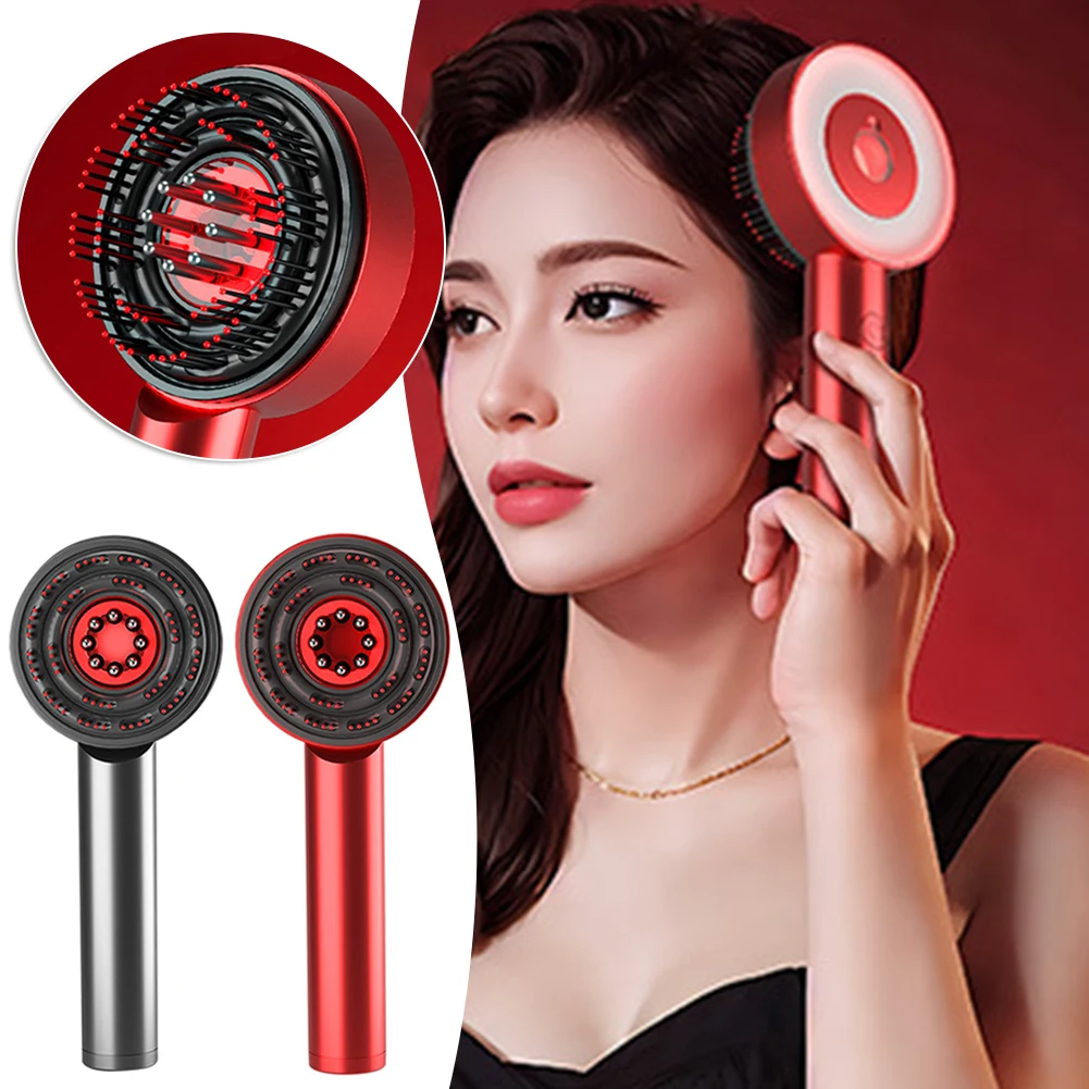 Electric Massage Comb Vibration Red Light Therapy Hair Growth Massage Scalp Brush Anti Hair Loss Liquid Oil Applicator