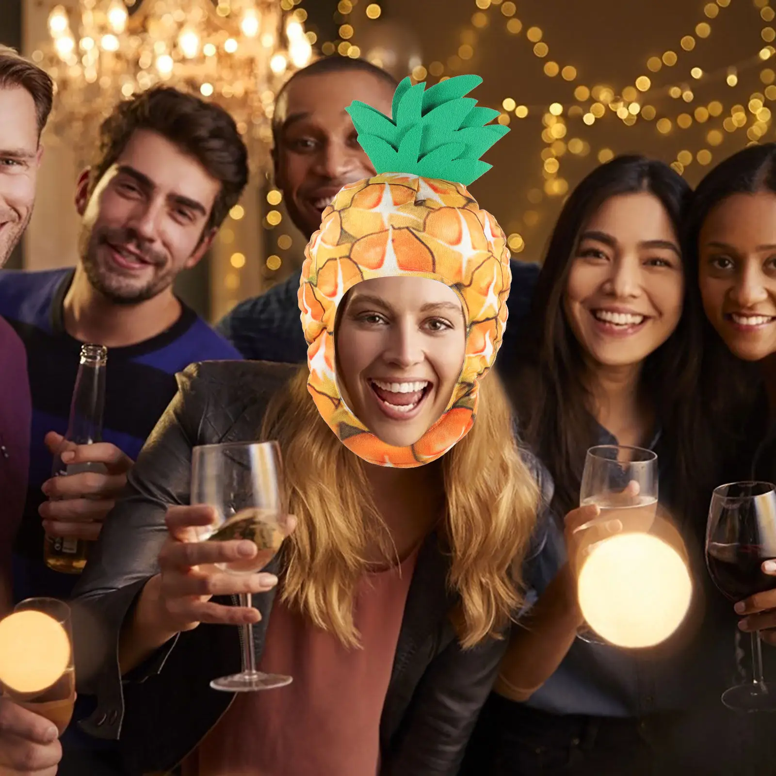 

Pineapple Mask Hat Cute Fruit Headgear for Kids Party Dress-Up Cosplay Photo Prop Funny Cartoon Fruit Mask Hat