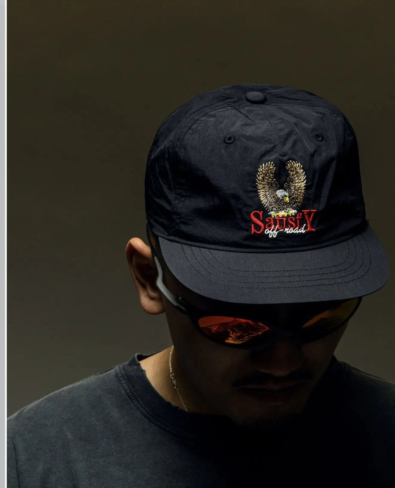 Satisfy 26SS Eagle Embroidery Running Cap Lightweight Quick Dry Nylon Curved Brim Hat Vintage American Sports Hat