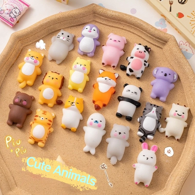 3PCS Mochi Squishy Lying Animals TPR Soft Squeeze Stress Relief Toys Sensory Calming Pinch Antistress Balls Best Gift Party