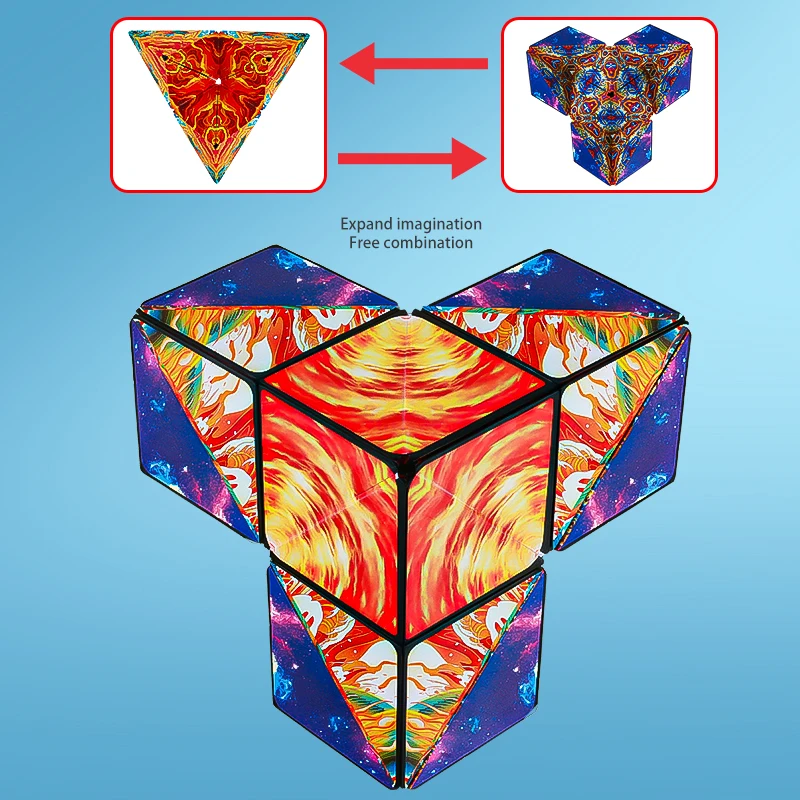 Mainan Jigsaw kubus ajaib panas kubus geometri magnetik variabel stres reaktansi 3D tangan flip jigsaw persegi pendidikan kreatif untuk anak-anak