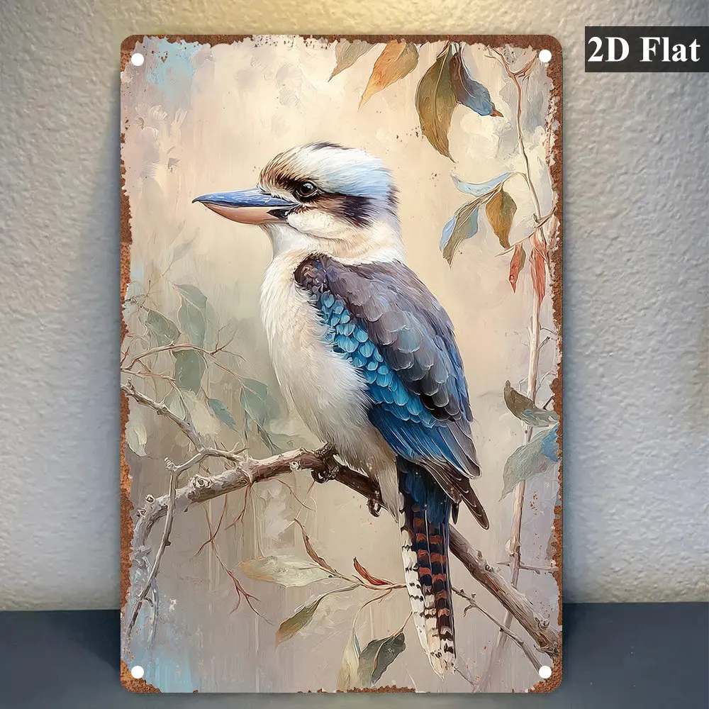 2D Flat - This Is a 2D Flat Metal Wall Art Piece Featuring a Kookaburra Bird, Measuring 8X12 Inches. It Is Frameless And Desi