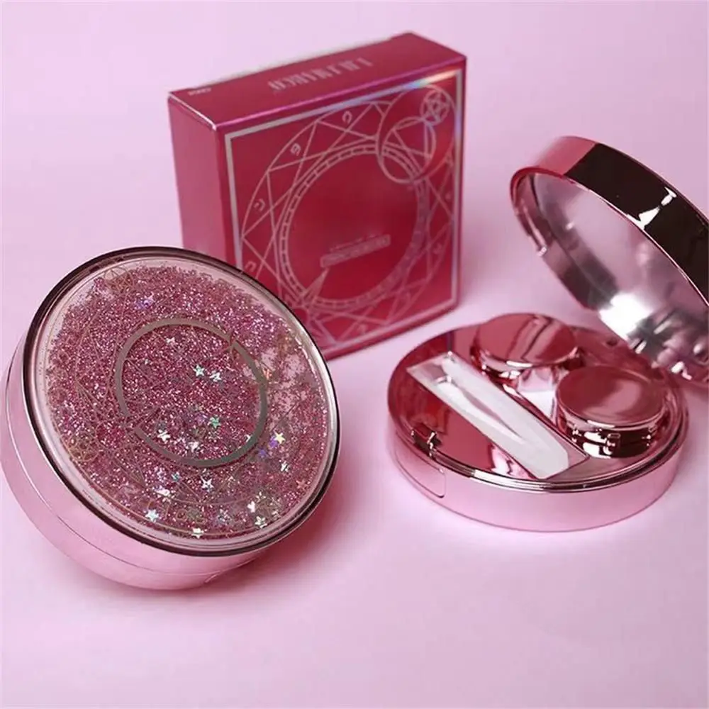 Fashion Contact Lens Case Colored Contact Lens Case Portable Glitter Luxury Bling Stars Liquid Quicksand Contact Lens Cases