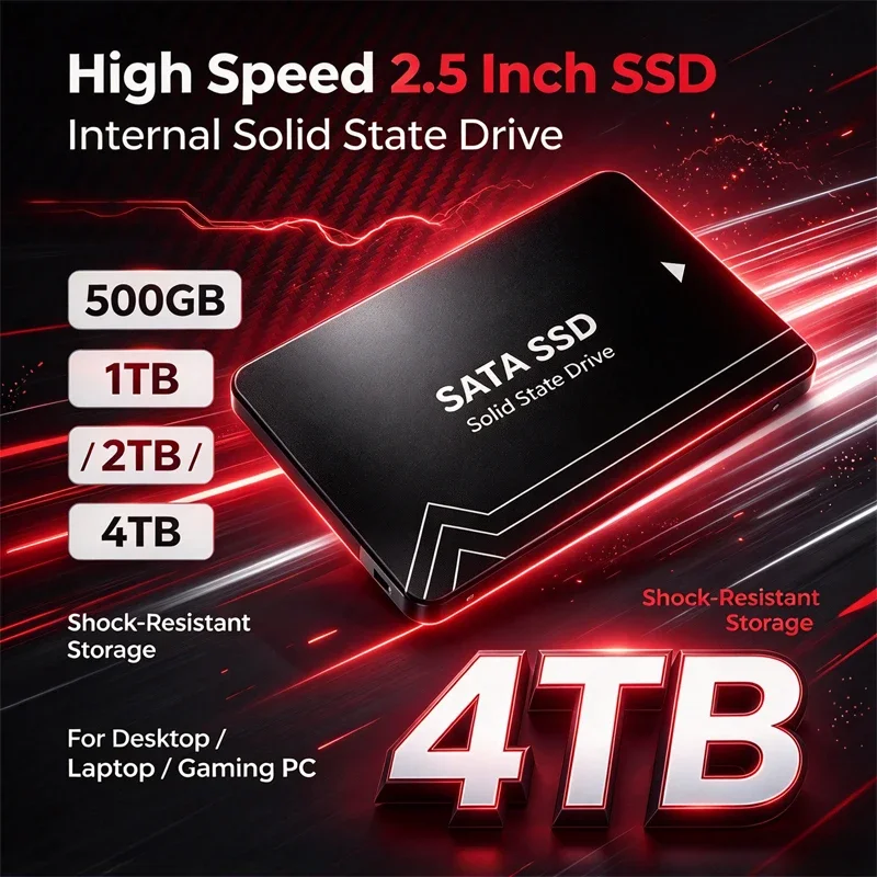 High Speed 2.5" SSD Internal Solid State Drive 500GB 1TB 2TB 4TB Shock-Resistant Storage Disk For Desktop Laptop Gaming PC