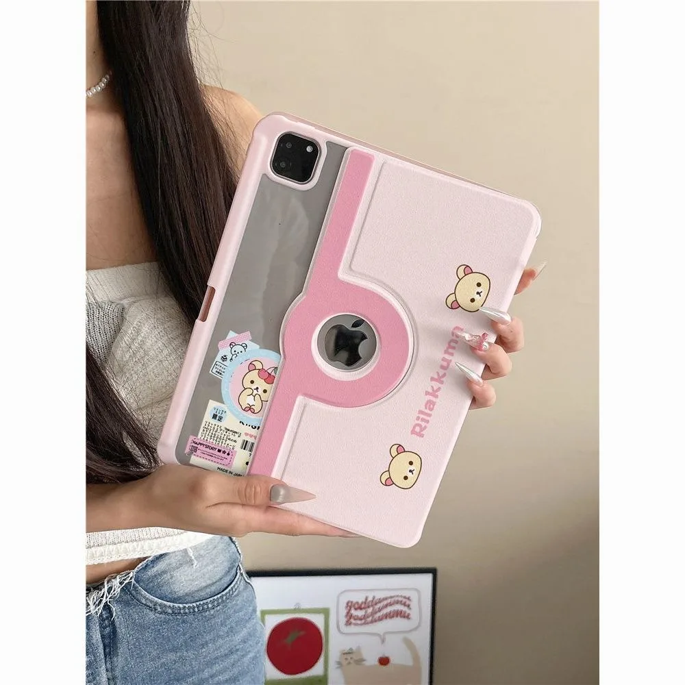 

Kawaii Rilakkuma Apple IPad 11 Protective Case Cute Air7 Magnetic IPad 10 Anti Drop 11 Inch Pen Slot MINI7 Girl's Gifts Toys