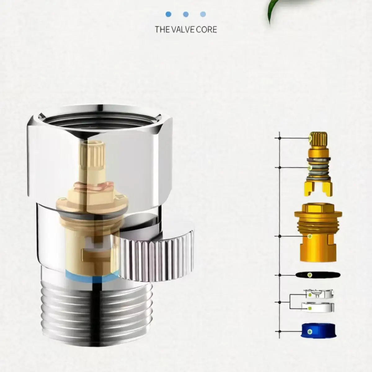Badezimmer-Dusch-Messing-Verteiler, Wasserdurchflussregelventil, Durchgangs-Absperrventil, Eckventil, Badewannen-Wasserhahn-Zubehör – Detail 5