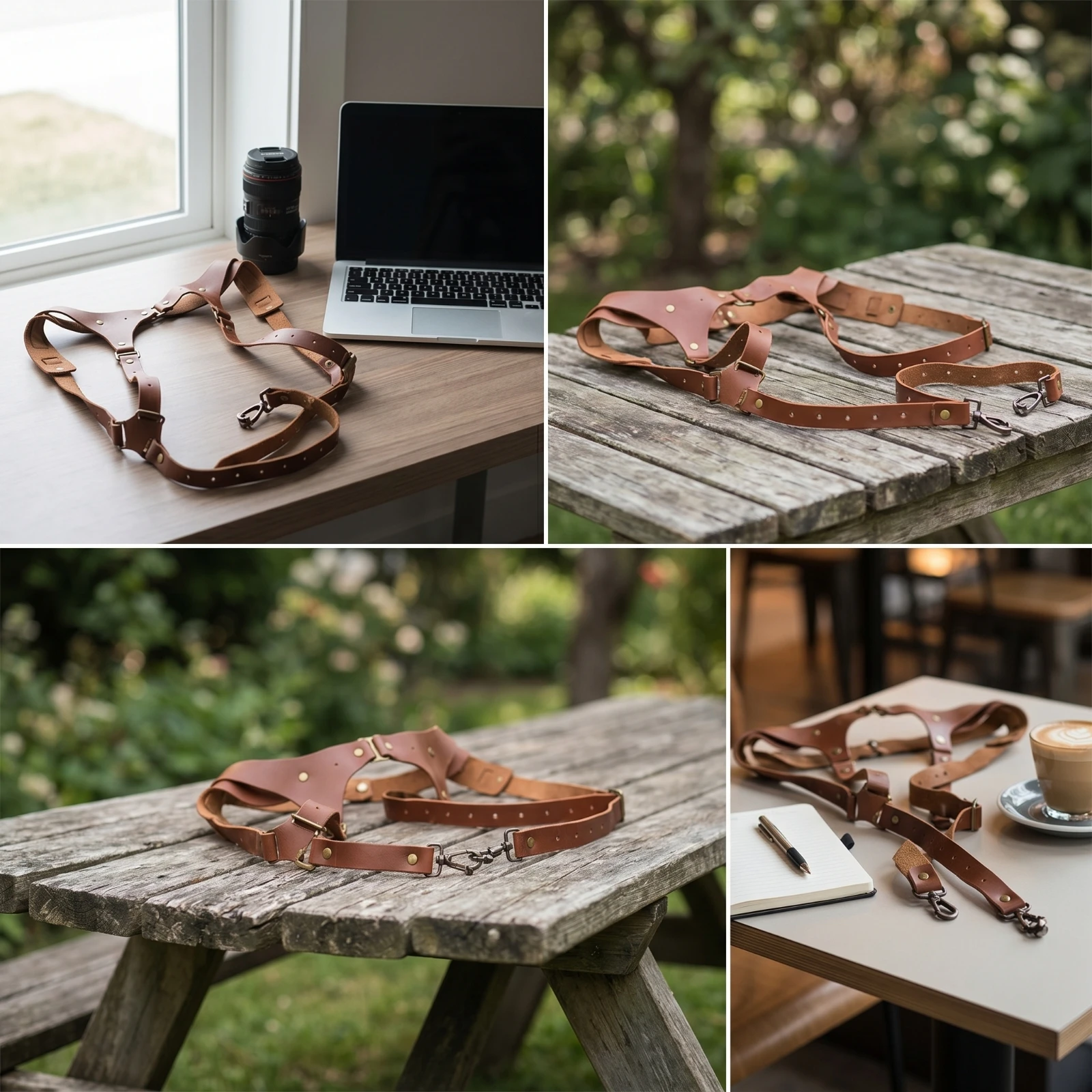 Leather Camera Harness Professional Dual Camera Harness Adjustable Long-Lasting for Photographers, Wedding Photography, Travel