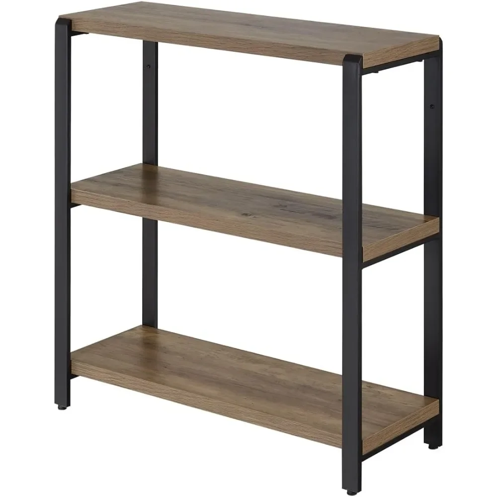 

Rustic Wood and Metal Shelving Unit for Office Shelf Industrial Bookcase and Book Shelves for Bedroom 3 Tier Bookshelf Oak Room