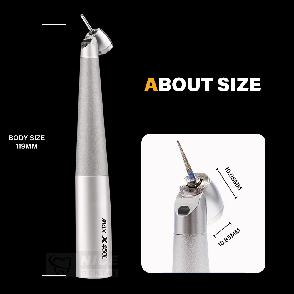 Hot Selling den tal 45 Degree High Speed Fiber Optic LED Air Turbine Standard Head  Single Way Spray handpiece dentist tools