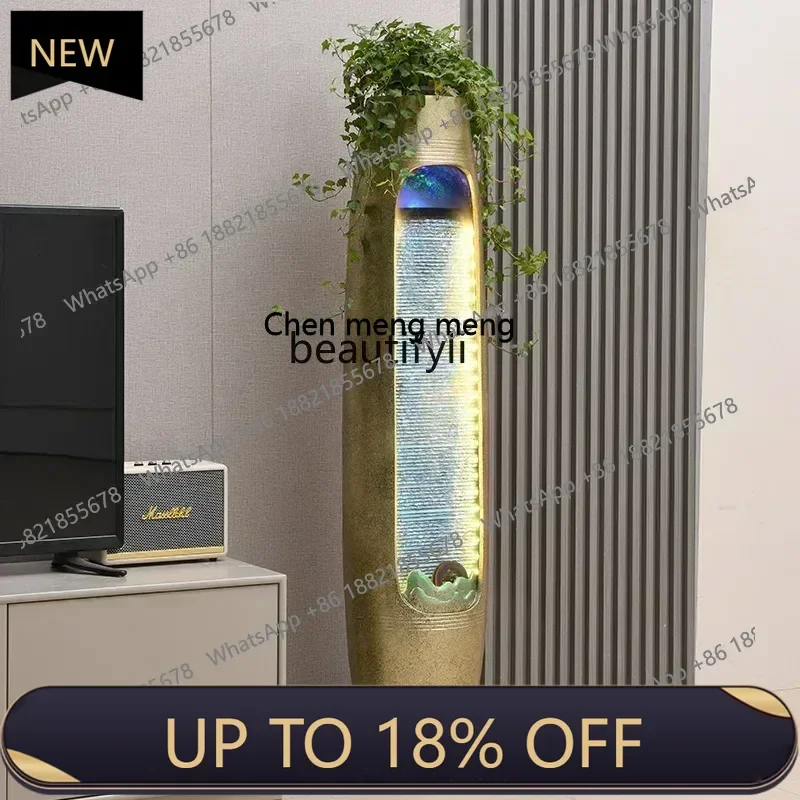 

P178 ltSimple water curtain wall flowing water ornaments circulating water landscape living room office fortune feng shui wheel