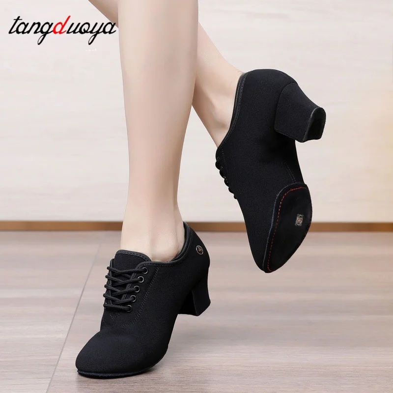 

Профессиональная парусиновая обувь для бальных танцев/танго/сальсы/латинских танцев, резиновая/мягкая подошва, танцевальная обувь на низком каблуке 5 см/3 см для женщин